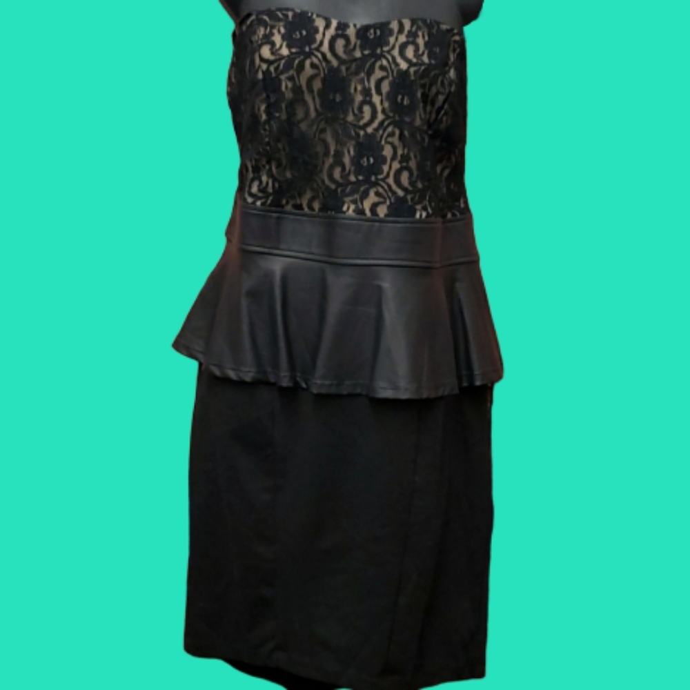 Torrid black nude strapless dress 14